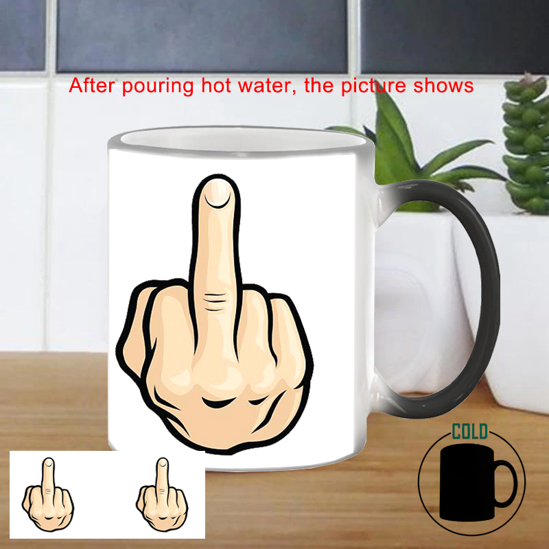 Sublimation Mug White - Funny Middle Finger Discoloration Mug BSKT-108