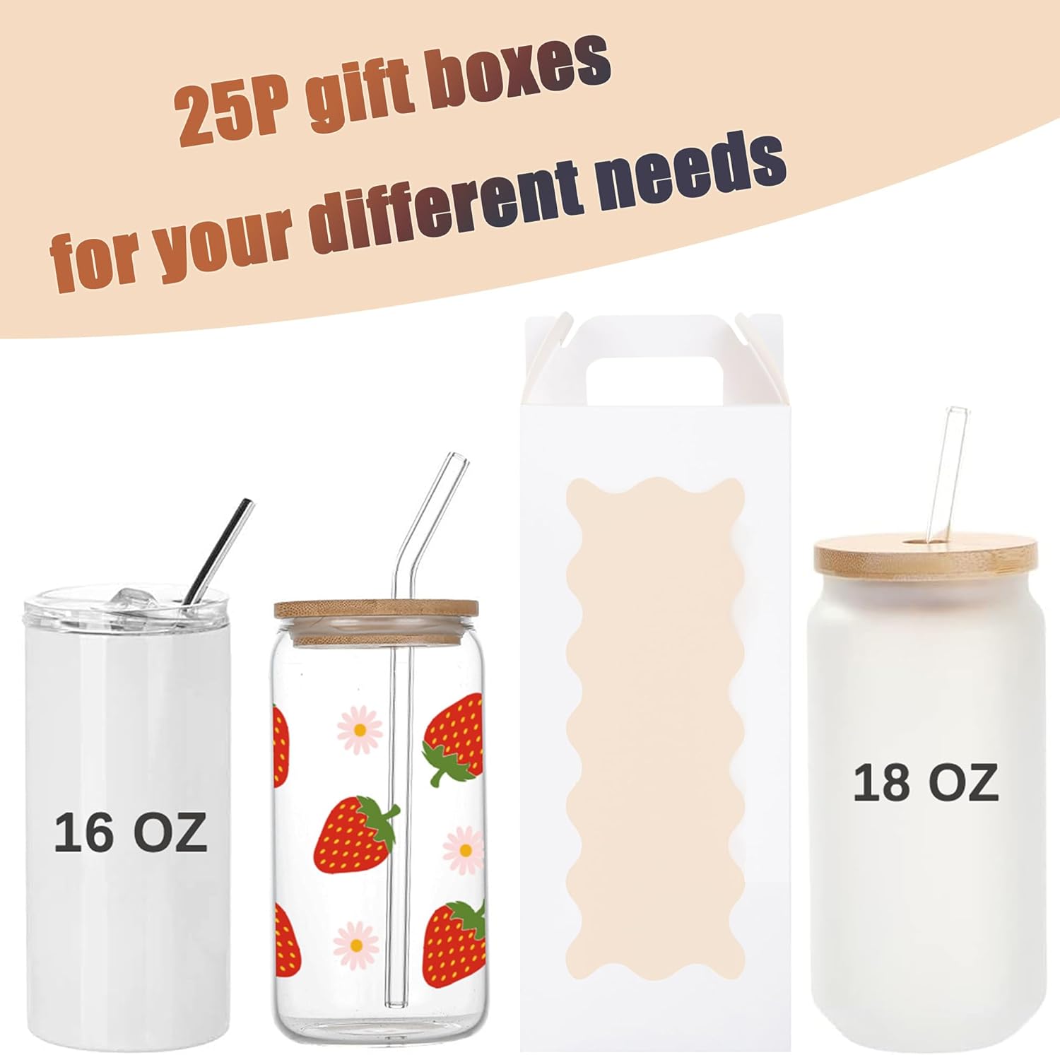 25 Pack Tumbler Gift Boxes wit – обзор и цена Tumbler 20Oz White