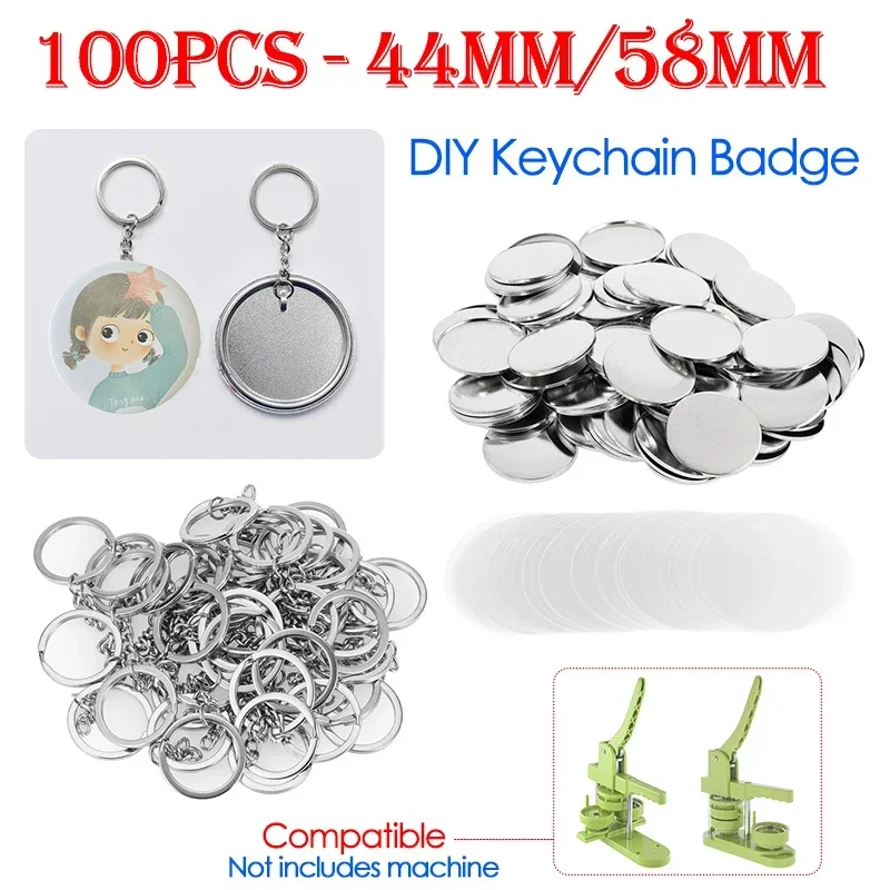 100PCS 44mm 58mm Keychains Bad – обзор и цена Button Badge Blank
