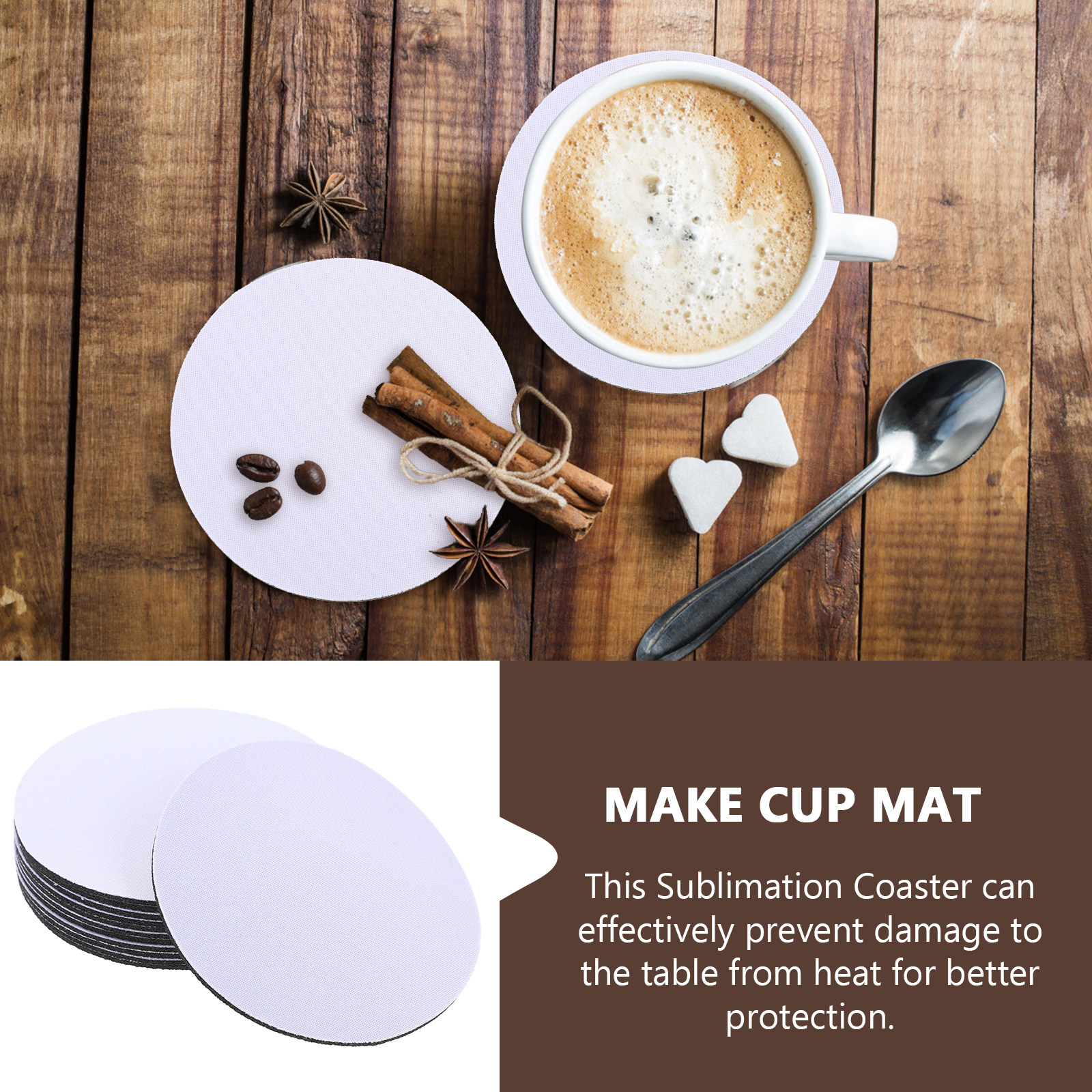 10Pcs Sublimation Cup Coasters – обзор и цена Coaster Sublimation Blank