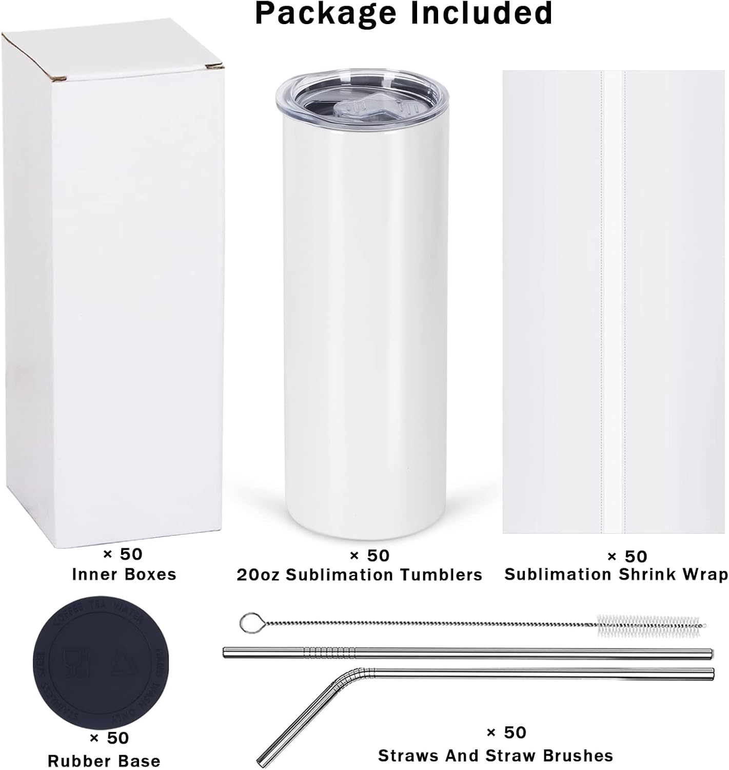 50 Pack Sublimation Tumblers B – обзор и цена Tumbler 20Oz White