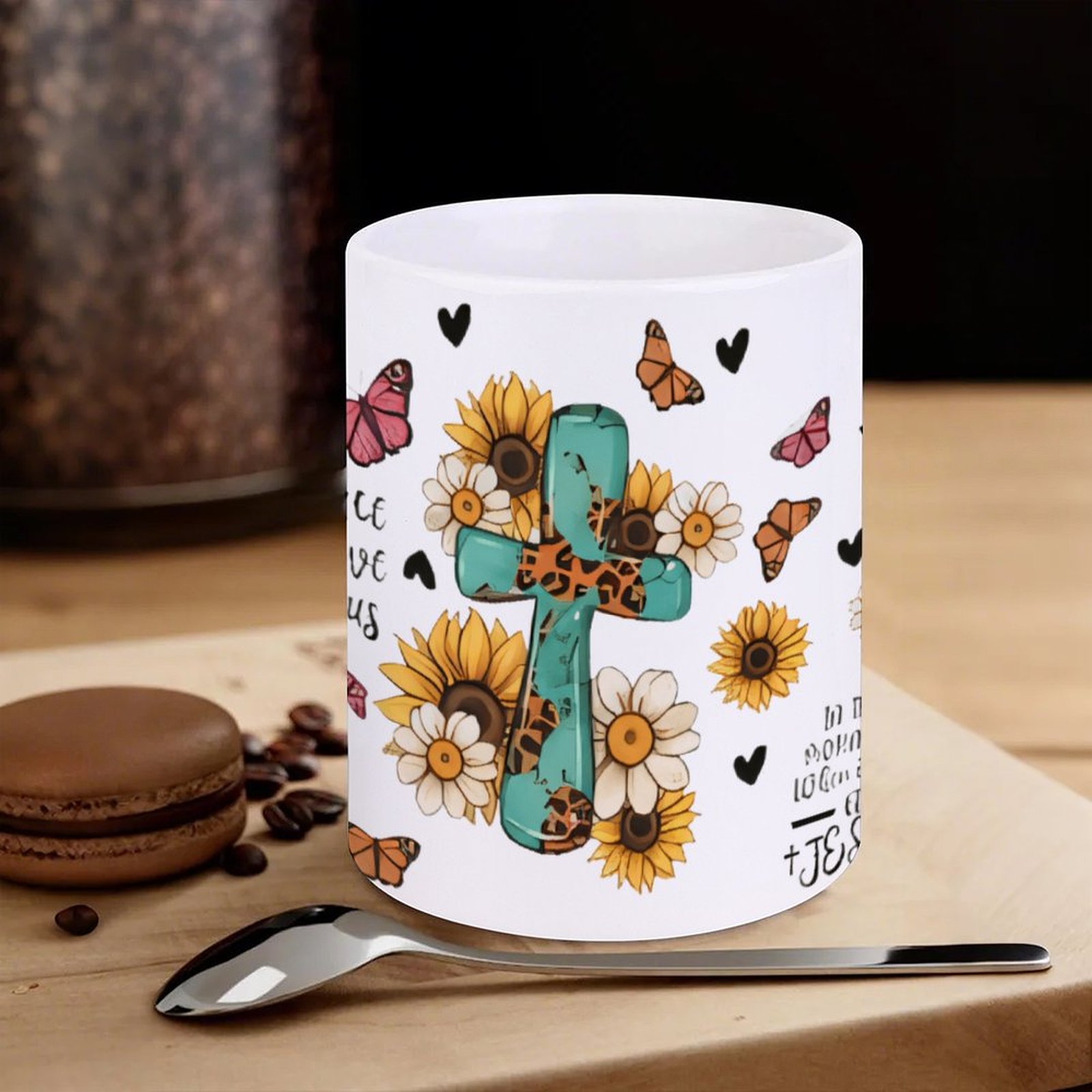 A Cross Surrounded By Sunflowe – обзор и цена Sublimation Mug White